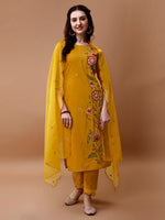Thumbnail for Hand Embroidered Kurta With Pant & Embroidered Organza Dupatta, Multicolor - Hiral Fashion - Distacart