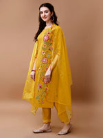 Thumbnail for Hand Embroidered Kurta With Pant & Embroidered Organza Dupatta, Multicolor - Hiral Fashion - Distacart