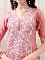 Thumbnail for Pakistani Embroidered Kurta With Pant & Embroidered Dupatta, Peach - Hiral Fashion - Distacart