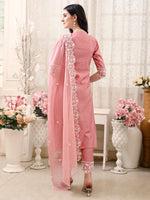 Thumbnail for Pakistani Embroidered Kurta With Pant & Embroidered Dupatta, Peach - Hiral Fashion - Distacart