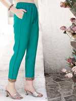 Thumbnail for Embroidered Kurta With Pant & Dupatta, Green - Hiral Fashion - Distacart