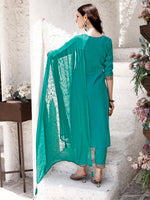 Thumbnail for Embroidered Kurta With Pant & Dupatta, Green - Hiral Fashion - Distacart