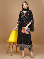 Thumbnail for Alia Cut Mirror Embroidered Kurta With Embroidered Pant & Dupatta, Black - Hiral Fashion - Distacart