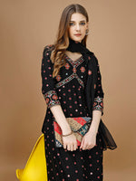 Thumbnail for Alia Cut Mirror Embroidered Kurta With Embroidered Pant & Dupatta, Black - Hiral Fashion - Distacart