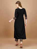 Thumbnail for Alia Cut Mirror Embroidered Kurta With Embroidered Pant & Dupatta, Black - Hiral Fashion - Distacart