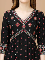 Thumbnail for Alia Cut Mirror Embroidered Kurta With Embroidered Pant & Dupatta, Black - Hiral Fashion - Distacart