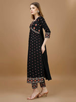 Thumbnail for Alia Cut Mirror Embroidered Kurta With Embroidered Pant & Dupatta, Black - Hiral Fashion - Distacart
