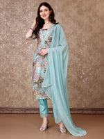 Thumbnail for Embroidered & Floral Printed Kurta With Pant & Dupatta Premium Luxury, Multicolor - Hiral Fashion - Distacart