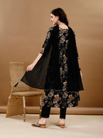 Thumbnail for Alia Cut Floral Printed & Embroidered Kurta Suit Set, Black - Hiral Fashion - Dista