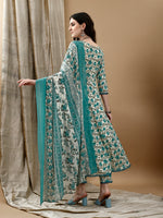 Thumbnail for Floral Printed Anarkali Kurta With Pant & Dupatta Luxury Premium, Multicolor - Hiral Fashion - Dista