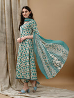 Thumbnail for Floral Printed Anarkali Kurta With Pant & Dupatta Luxury Premium, Multicolor - Hiral Fashion - Dista