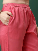 Thumbnail for Embroidered & Floral Printed Flared Kurta With Pant & Dupatta, Pink - Hiral Fashion - Dista