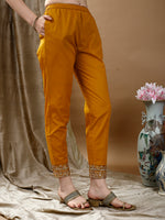 Thumbnail for Embroidered & Bandhani Printed Flared Kurta With Pant & Printed Dupatta, Mustard - Hiral Fashion - Distacart