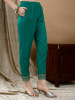 Thumbnail for Embroidered & Bandhani Printed Flared Kurta With Pant & Printed Dupatta, Green - Hiral Fashion - Distacart