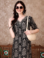 Thumbnail for Embroidered & Printed Co Ords Kurta With Pallazo, Black - Hiral Fashion - Distacart
