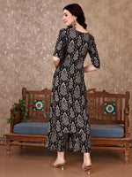 Thumbnail for Embroidered & Printed Co Ords Kurta With Pallazo, Black - Hiral Fashion - Distacart