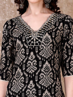 Thumbnail for Embroidered & Printed Co Ords Kurta With Pallazo, Black - Hiral Fashion - Distacart