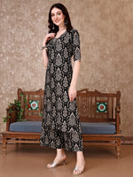 Thumbnail for Embroidered & Printed Co Ords Kurta With Pallazo, Black - Hiral Fashion - Distacart