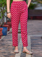 Thumbnail for Mirror Embroidery & Floral Printed Kurta With Pant & Dupatta, Pink - Hiral Fashion - Distacart