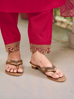 Thumbnail for Embroidered Kurta With Pant & Bandhani Printed Embroidered Dupatta, Pink - Hiral Fashion - Distacart