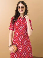 Thumbnail for Printed Rayon Front Buttoned Collared Co-Ords Set, Rani - Hiral Fashion - Distacart