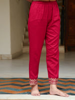 Thumbnail for Embroidered & Bandhani Printed Flared Kurta With Pant & Printed Dupatta, Rani - Hiral Fashion - Distacart
