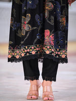 Thumbnail for Floral Printed Embroidered Kurta With Pant & Dupatta, Black - Hiral Fashion - Distacart