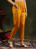 Thumbnail for Hand Embroidered & Printed Pure Silk Kurta With Pant & Printed Dupatta, Mustard - Hiral Fashion - Distacart