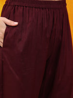 Thumbnail for Alia Cut Embroidered Silk Blend Kurta With Pant & Dupatta, Wine - Hiral Fashion - Distacart
