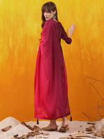 Thumbnail for Alia Cut Embroidered Silk Blend Kurta With Pant & Dupatta, Wine - Hiral Fashion - Distacart