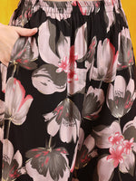 Thumbnail for Floral Printed Front Slit Kurta With Palazzo Pant, Black - Hiral Fashion - Distacart