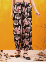 Thumbnail for Floral Printed Front Slit Kurta With Palazzo Pant, Black - Hiral Fashion - Distacart
