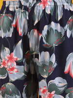 Thumbnail for Floral Printed Front Slit Kurta With Palazzo Pant, Navy Blue - Hiral Fashion - Distacart