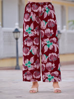 Thumbnail for Floral Printed Front Slit Kurta With Palazzo Pant, Purple - Hiral Fashion - Distacart