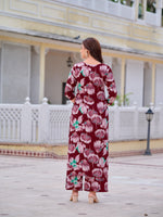 Thumbnail for Floral Printed Front Slit Kurta With Palazzo Pant, Purple - Hiral Fashion - Distacart