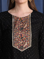 Thumbnail for Hand Embroidered & Printed Kurta With Pant & Dupatta, Black - Hiral Fashion - Distacart