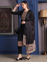 Thumbnail for Hand Embroidered & Printed Kurta With Pant & Dupatta, Black - Hiral Fashion - Distacart