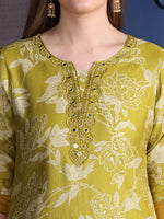 Thumbnail for Embroidered & Printed Kurta With Palazzo & Dupatta, Green - Hiral Fashion - Distacart