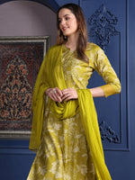 Thumbnail for Embroidered & Printed Kurta With Palazzo & Dupatta, Green - Hiral Fashion - Distacart
