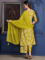 Thumbnail for Embroidered & Printed Kurta With Palazzo & Dupatta, Green - Hiral Fashion - Distacart