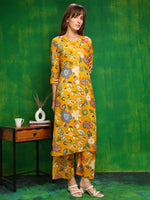 Thumbnail for Botanical Printed Co Ords Set, Yellow - Hiral Fashion - Distacart