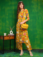 Thumbnail for Botanical Printed Co Ords Set, Yellow - Hiral Fashion - Distacart