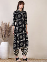Thumbnail for Ethnic Motifs Printed Afghani Pant Co-Ords, Black - Hiral Fashion - Distacart