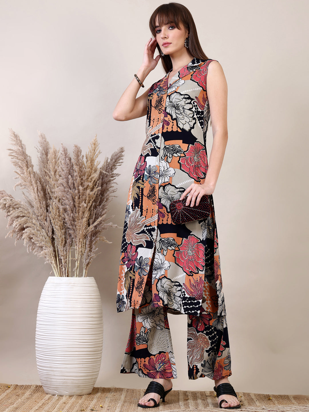 Floral Printed Co-Ords Set, Black - Hiral Fashion - Distacart