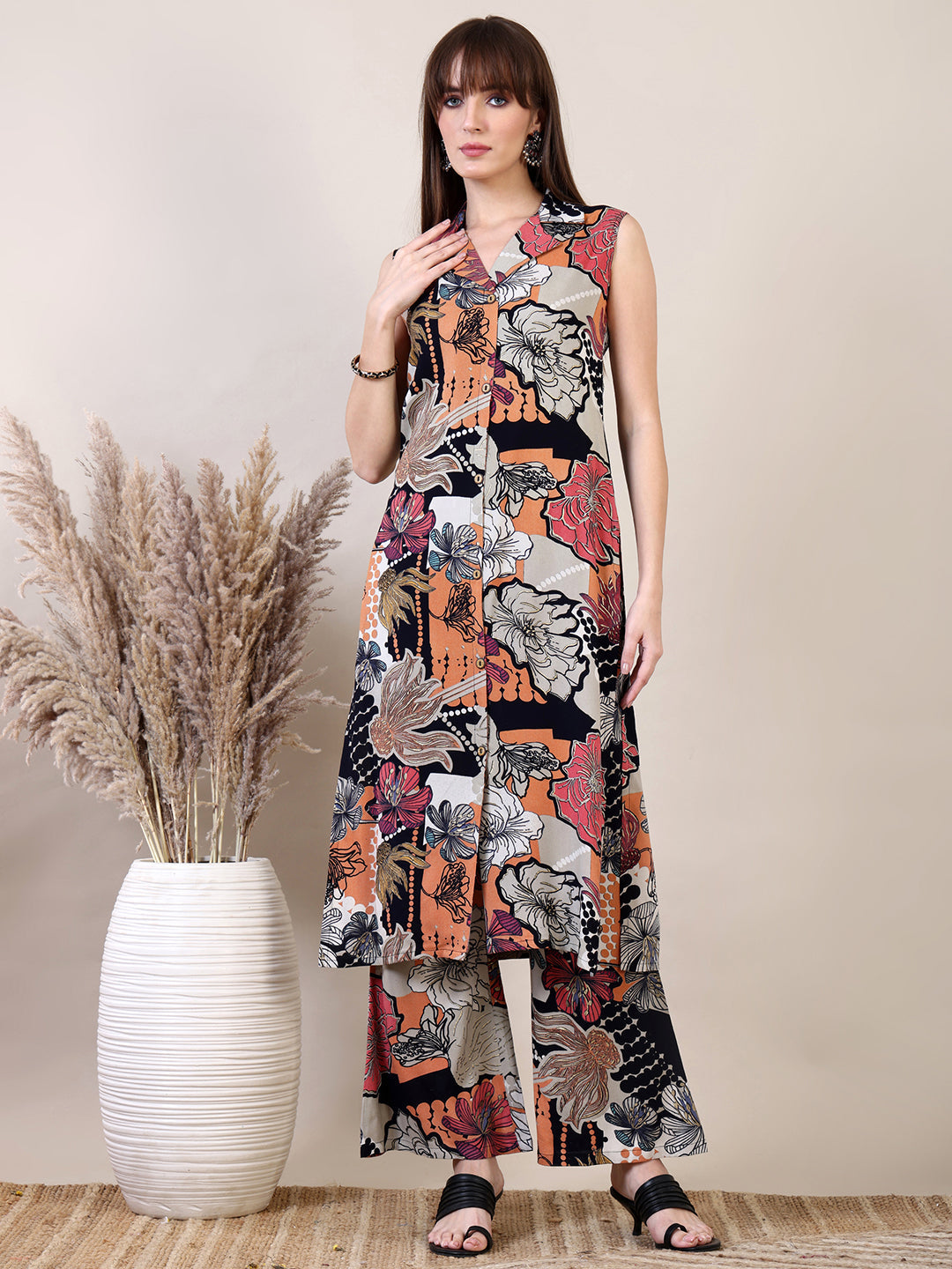 Floral Printed Co-Ords Set, Black - Hiral Fashion - Distacart