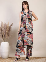 Thumbnail for Floral Printed Co-Ords Set, Navy Blue - Hiral Fashion - Distacart