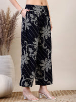 Thumbnail for Embroidered & Floral Printed Co-Ords, Navy Blue - Hiral Fashion - Distacart