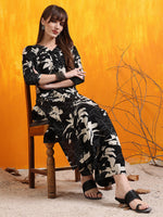 Thumbnail for Floral Printed Co-Ords, Black - Hiral Fashion - Distacart