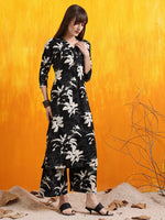 Thumbnail for Floral Printed Co-Ords, Black - Hiral Fashion - Distacart