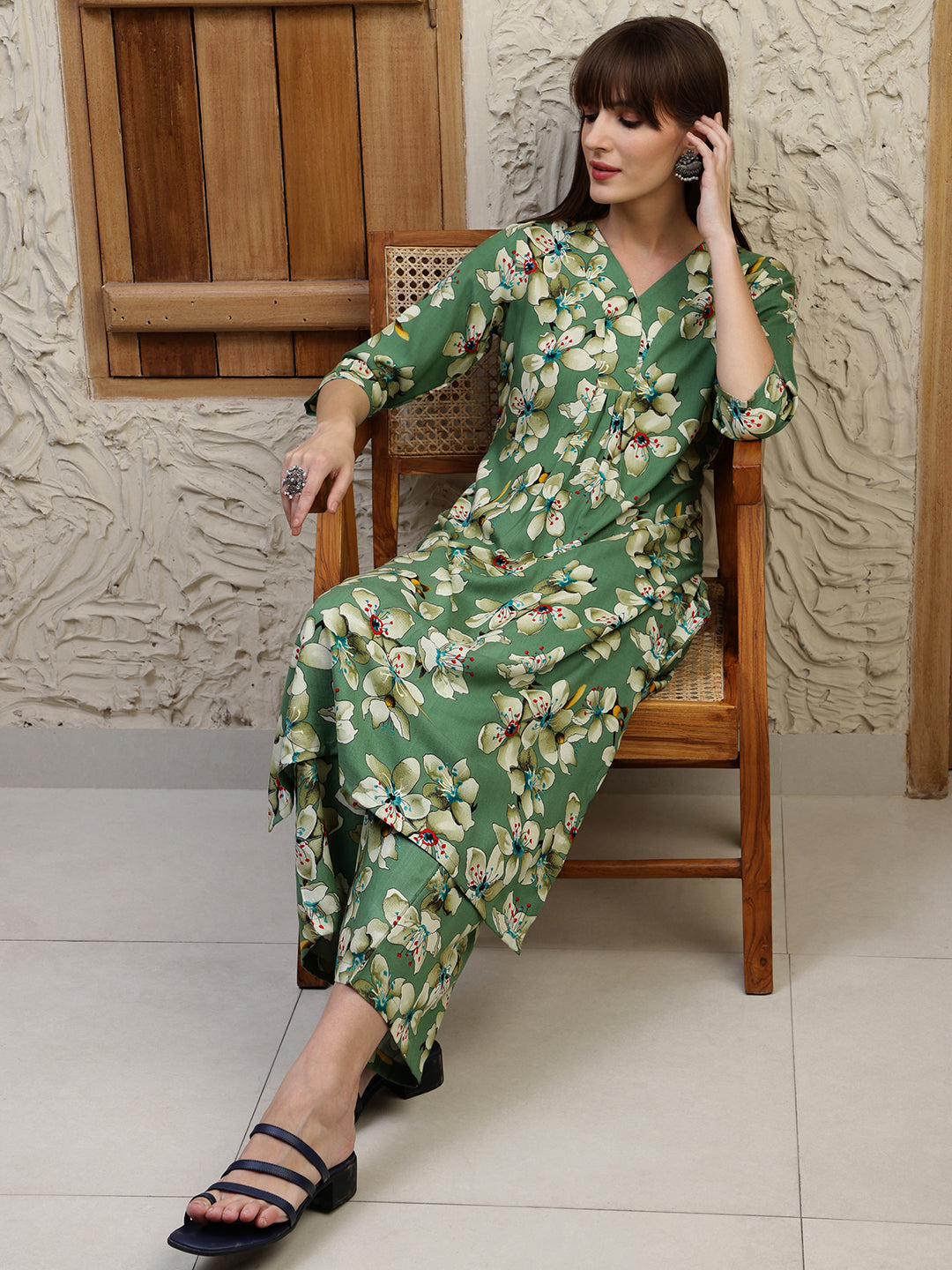 Floral Printed Co-Ords, Green - Hiral Fashion - Dista